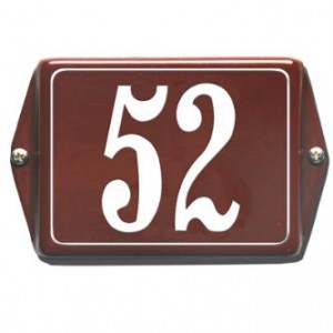 Emaille huisnummers oor met kader.