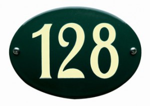 Emaille huisnummers ovaal.