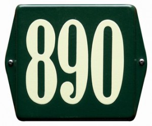 Emaille huisnummer oor. 