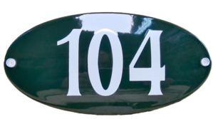 Emaille huisnummers ovaal. 